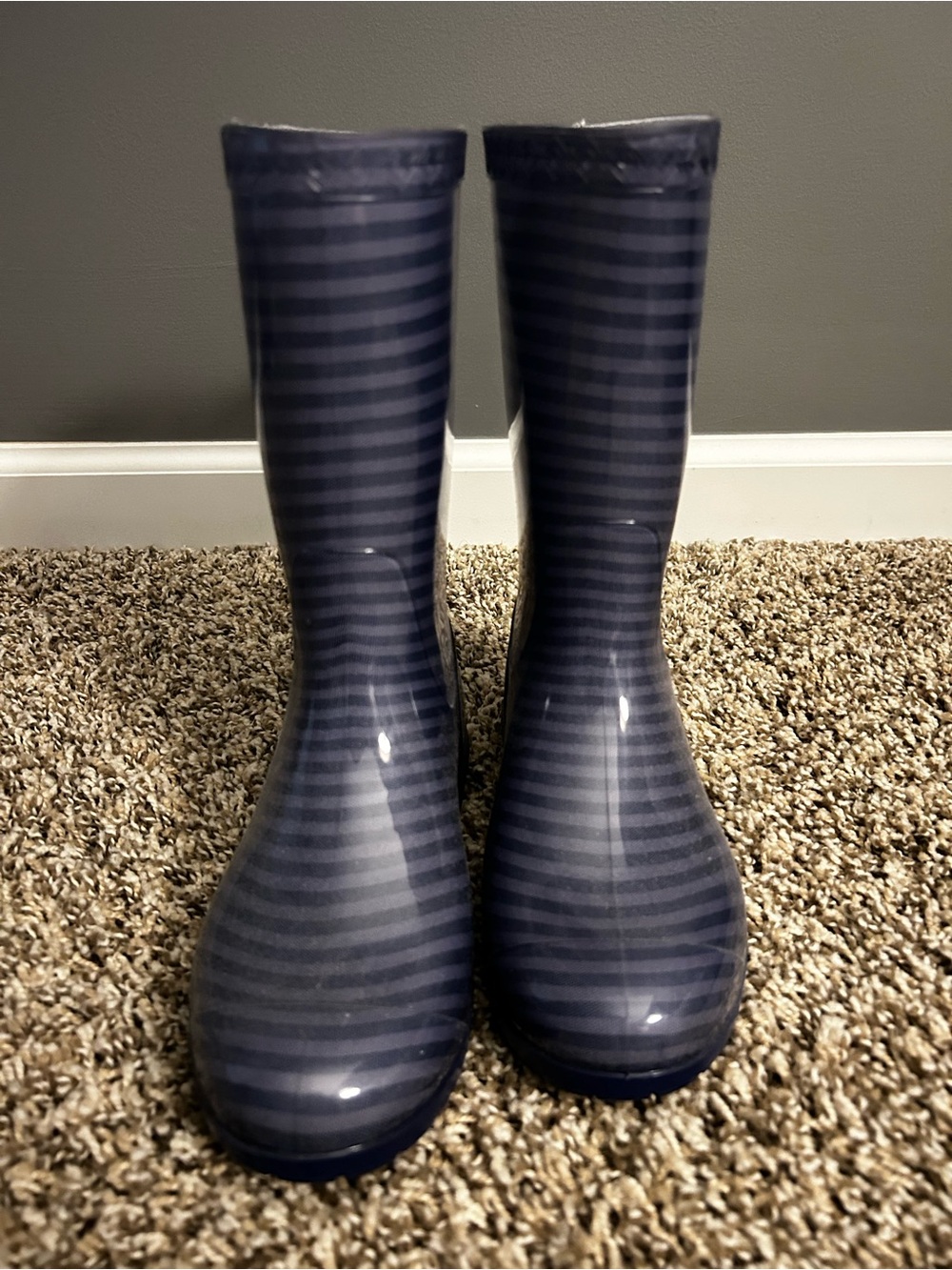 UGG Kids Navy Striped Rain Boots